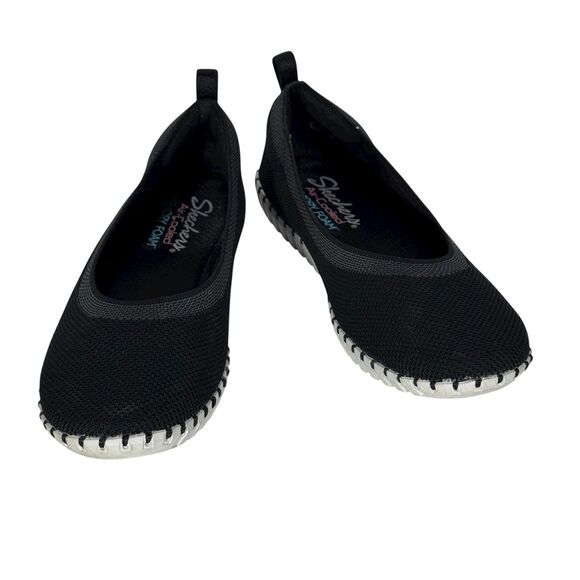 Skechers Stretch Crochet Slip-Ons Sepulveda Black Sz 7 Air Cooled Memory Foam - Picture 2 of 11
